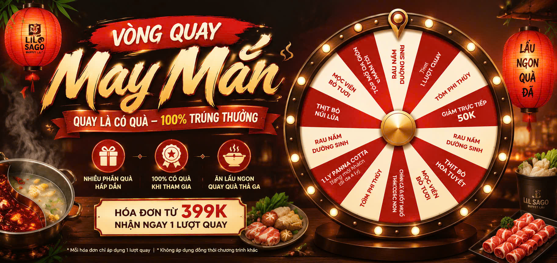 Vòng quay may mắn — hoá đơn từ 399K nhận ngay 1 lượt quay